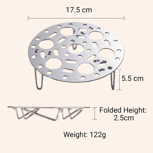 Silver Stainless Steel Steamer Rack with Stand for Cooking