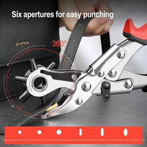 1pc Belt Punch Pliers Leather Belt Hole Eyelet Puncher Revolve Sewing Machine Bag Tool Watchband Strap Hand Tools