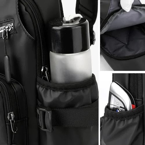 Men's Leather Film Water Bottle Chest Bag