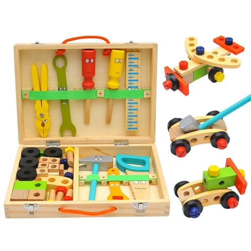 33-Piece Wooden Tool Kit Set with Tool Box