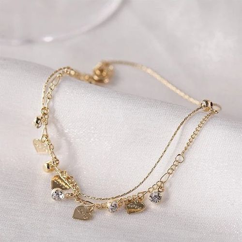 🌹Double Layer Rhinestones Heart Anklet🌹