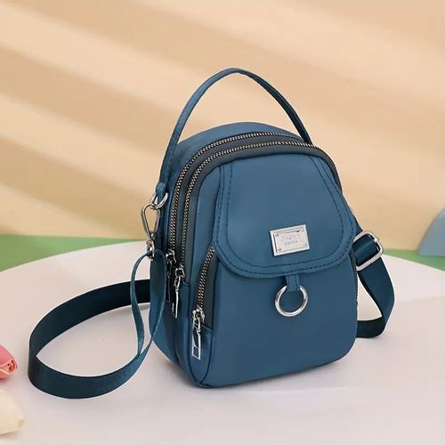 Solid Color Zipper Crossbody Bag