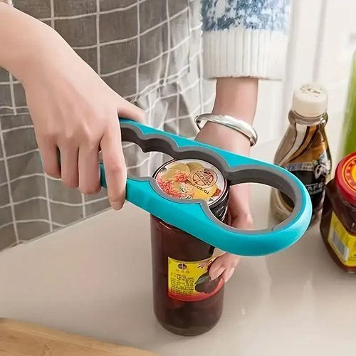 1pc 4-in-1 Multi-Purpose Can Opener with Non-Slip Grip