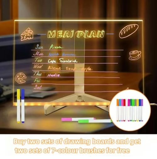 🎁Creative Rewritable Acrylic LED Message Board 🎨 (set come with 7 Pens)