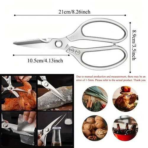 1pc Professional 8.5-inch Stainless Steel Kitchen Scissors with Aluminum Alloy Handle