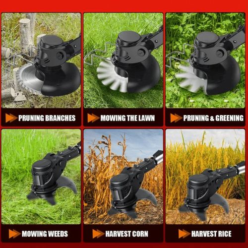 Multi - Function Lawn Mower（Upgraded version, with 2 sets of high-capacity lithium batteries and equipped with auxiliary） wheels.