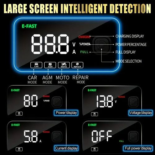 12V 6 Amp Intelligent Automatic Battery Charger/Maintainer With LCD Screen