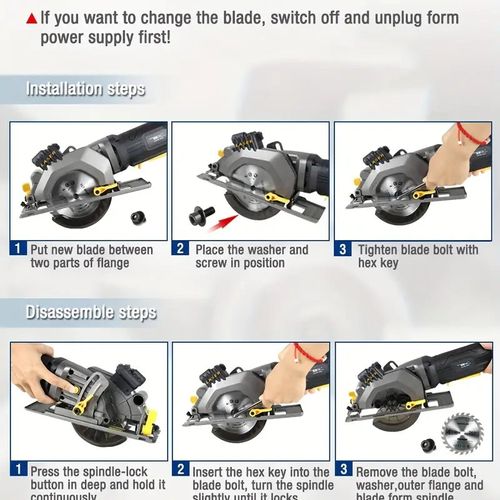 1 set Newone 4 Amp Mini Circular Saw - Cut Wood, Metal, and Glass with Ease - Multifunctional DIY Power Tool with 85*10/115mm*10mm Disc