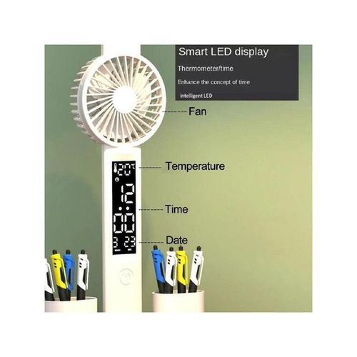 LED Screen Fan Rechargeable Desk Lamp with Pen&Phone Holder