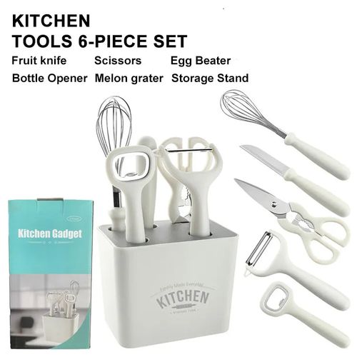 Scissors Melon paring 6-piece Stainless steel peeler set Kitchen gadget Belt combination knife set