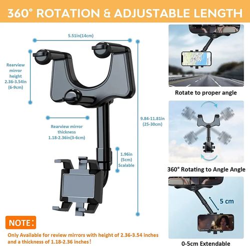 ODIER NEW 360 Rotatable Retractable Car Phone mount 2023 Multifunctional Adjustable Universal car rearview mirror phone holder