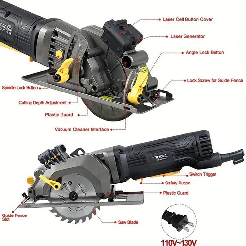 1 set Newone 4 Amp Mini Circular Saw - Cut Wood, Metal, and Glass with Ease - Multifunctional DIY Power Tool with 85*10/115mm*10mm Disc