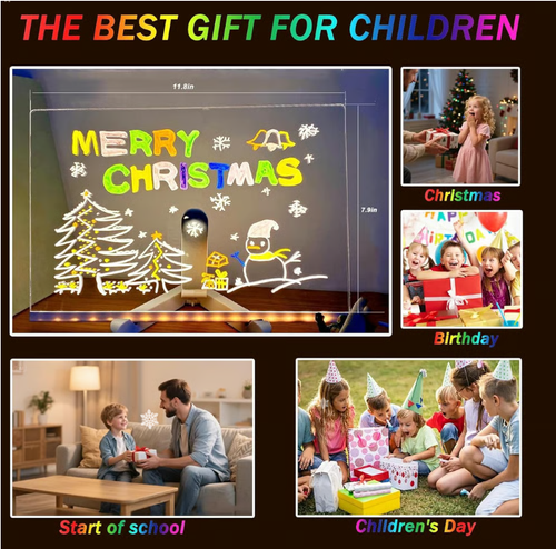 🎁Creative Rewritable Acrylic LED Message Board 🎨 (set come with 7 Pens)