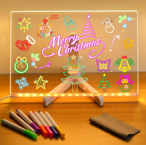 🎁Creative Rewritable Acrylic LED Message Board 🎨 (set come with 7 Pens)