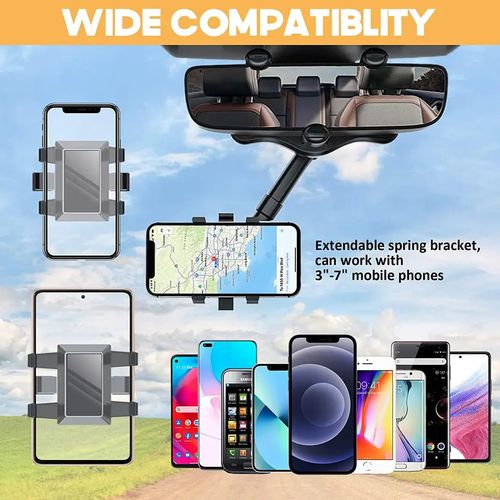 ODIER NEW 360 Rotatable Retractable Car Phone mount 2023 Multifunctional Adjustable Universal car rearview mirror phone holder