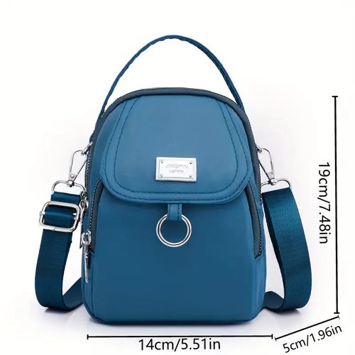 Solid Color Zipper Crossbody Bag