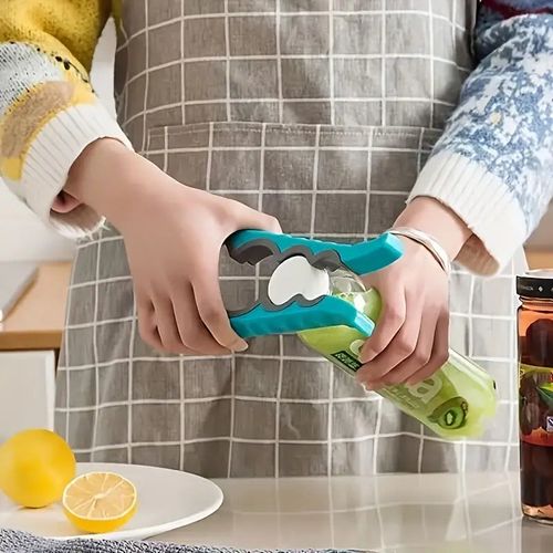 1pc 4-in-1 Multi-Purpose Can Opener with Non-Slip Grip