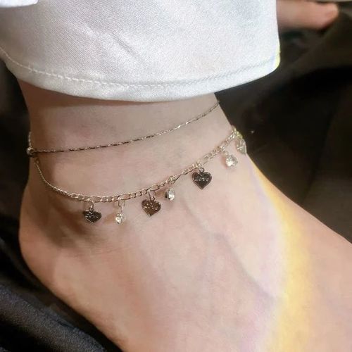 🌹Double Layer Rhinestones Heart Anklet🌹