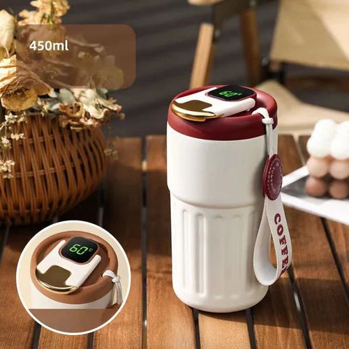 Coffee thermos with temperature display