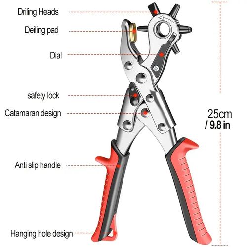 1pc Belt Punch Pliers Leather Belt Hole Eyelet Puncher Revolve Sewing Machine Bag Tool Watchband Strap Hand Tools