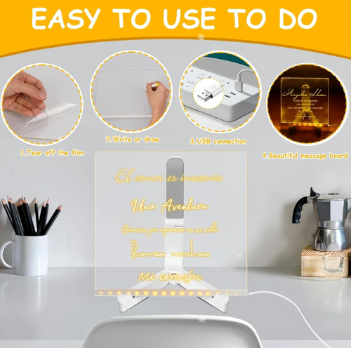 🎁Creative Rewritable Acrylic LED Message Board 🎨 (set come with 7 Pens)