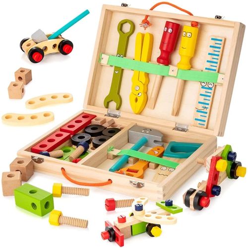 33-Piece Wooden Tool Kit Set with Tool Box