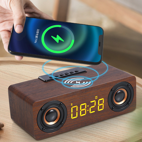 Wireless Charging Alarm Clock Bluetooth Speaker