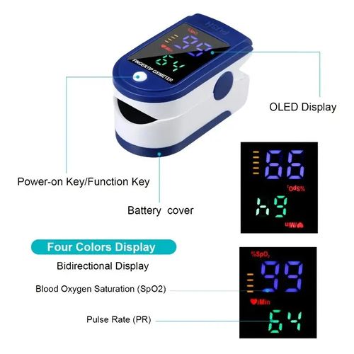 Accurate Finger Pulse Oximeter with OLED Display and Heart Rate Monitor - Fast SpO2 Reading Oxygen Meter with Lanyard (Battery Not Included)