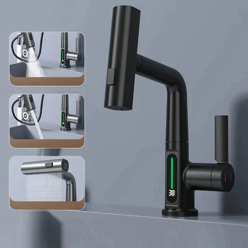 The pull-type lifting digital faucet is a must-have for kitchens and bathrooms.