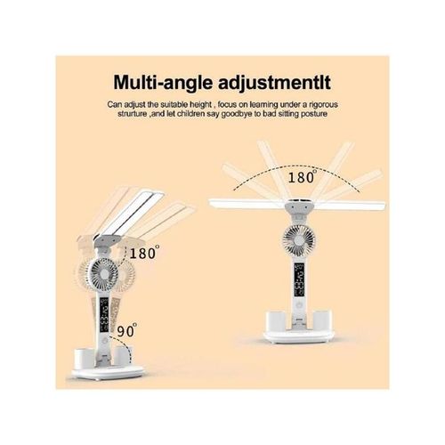 LED Screen Fan Rechargeable Desk Lamp with Pen&Phone Holder