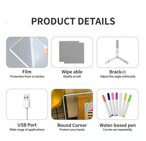 🎁Creative Rewritable Acrylic LED Message Board 🎨 (set come with 7 Pens)