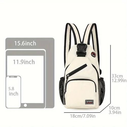 Multi Pockets Sling Backpack, Casual Nylon Crossbody Bag, Travel Hiking Daypack With Zipper Strap