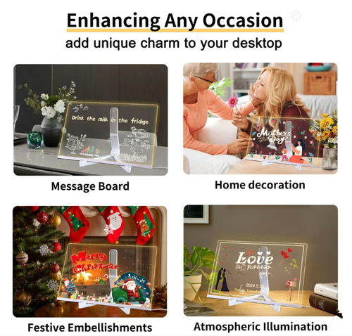 🎁Creative Rewritable Acrylic LED Message Board 🎨 (set come with 7 Pens)