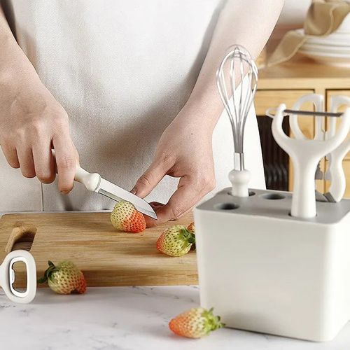 Scissors Melon paring 6-piece Stainless steel peeler set Kitchen gadget Belt combination knife set