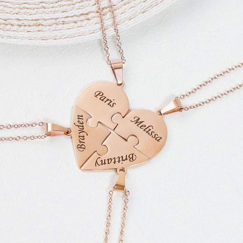 Family/Sibling/BFF Gift Personalized Heart Puzzle Pieces Necklace or Keychain