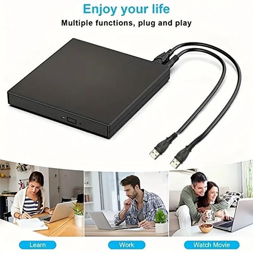 External CD DVD Drive, USB 2.0 Slim Protable External CD-RW Drive DVD-RW Burner Writer Player For Laptop Notebook PC Desktop Computer