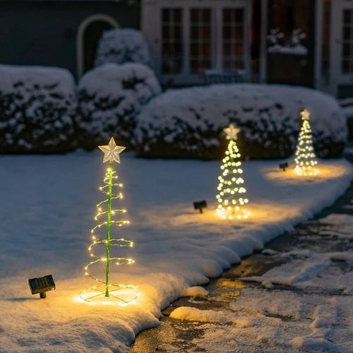 (🎅Christmas sales)Solar Metal LED Christmas Tree Decoration String Lights