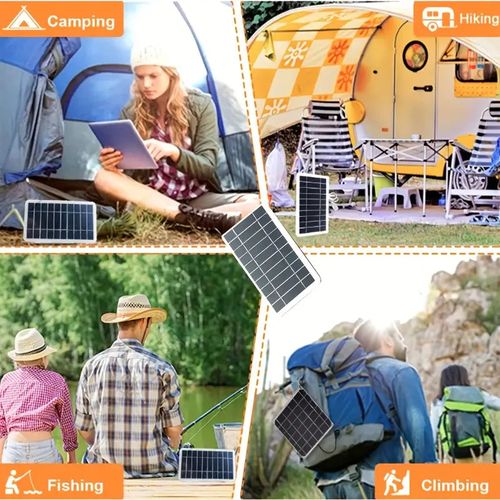 Waterproof Solar USB Charger for Outdoor Travel and Camping - Portable and Efficient with Flashlight and Fan Compatibility