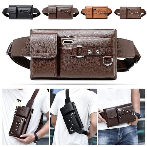 Waterproof Leather Fanny Pack shoulder Chest Crossbody Sling Waist Bag