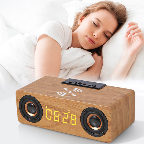 Wireless Charging Alarm Clock Bluetooth Speaker