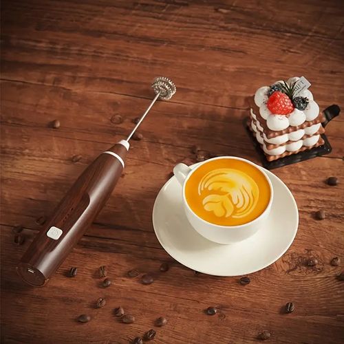 Mousseur à café portatif 1pc, mousseur à main rechargeable par USB, avec 2 fouets en acier inoxydable, mousseur à lait portatif réglable à 3 vitesses pour cappuccinos, chocolat chaud, milkshakes, mélange d'œufs