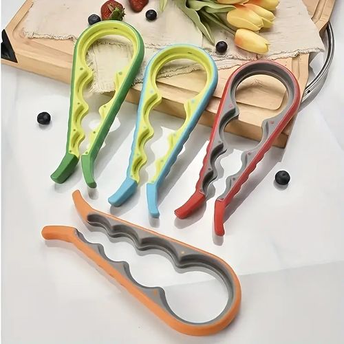 1pc 4-in-1 Multi-Purpose Can Opener with Non-Slip Grip