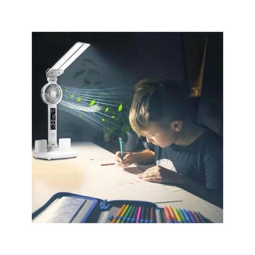 LED Screen Fan Rechargeable Desk Lamp with Pen&Phone Holder