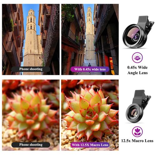 Hottest Mobile Accessories Gift Lens Kit Optical Fast Shipping Clip All Smartphone 37mm 0.45X Wide Angle Macro Travel Lens Kit