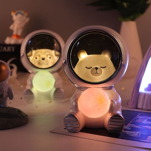 Luz led de resina de astronauta para crianças, luz noturna de resina fofa e decorativa para animais de estimação