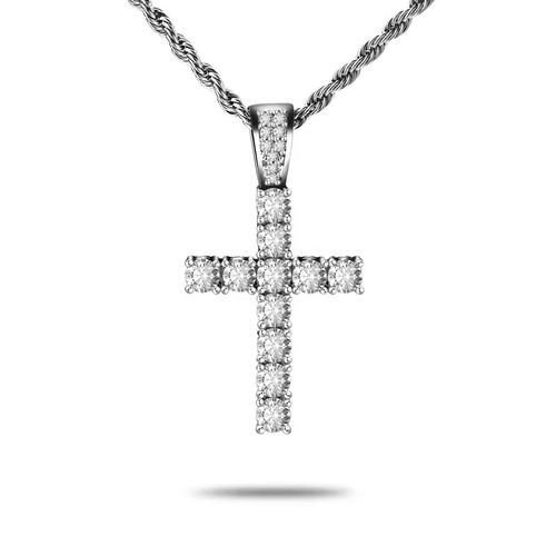 925 Silvery Braided Chain Cross Pendant Necklace