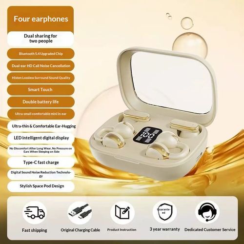 Wireless Dual-Ear Bluetooth Sleep Headphones Clip-On, In-Ear, Over-Ear Sports Noise-Canceling Headphones