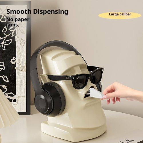 Minimalist Luxury Home Stone Statue Tissue Box with Built-in Spring-Loaded Dispenser