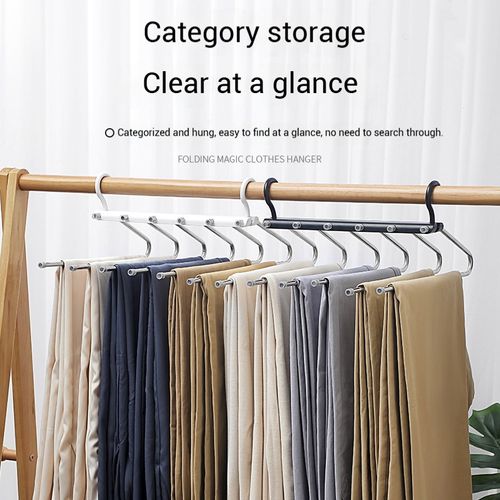 Stainless Steel Pant Hanger | Foldable✨ Crease-Free👖 Magic Anti-Slip🤝 Multi-Functional Storage