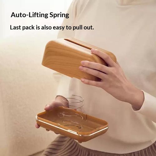 ❤️Wood-effect tissue box Premium-feel, stylish desktop tissue holder Creative living room storage tissue box